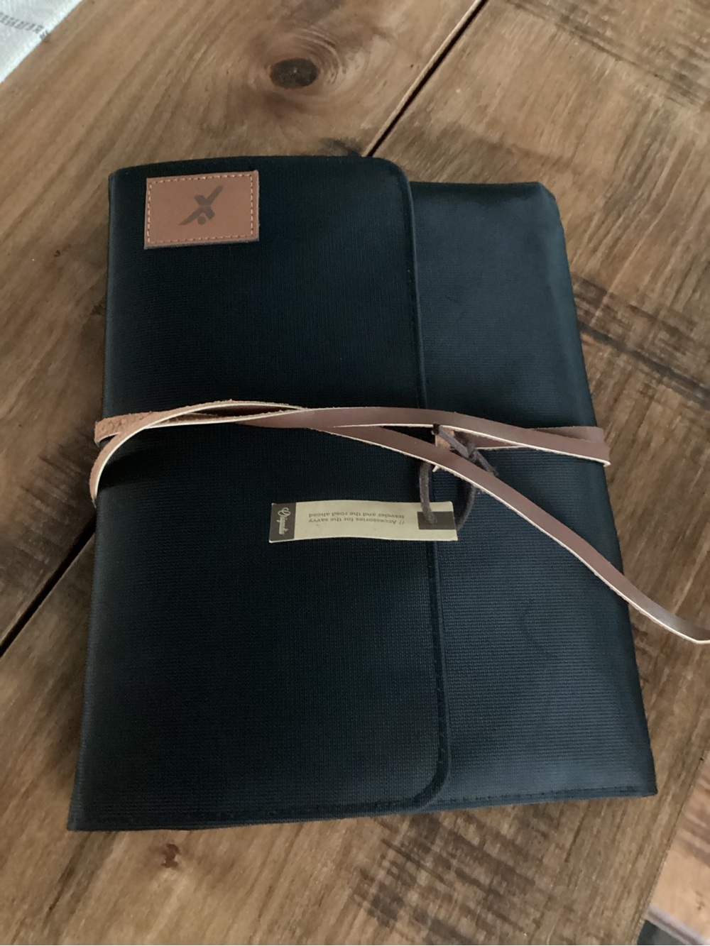 Travel Folio Passport Holder with Brown Leather Strap